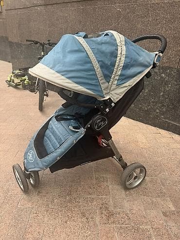 Прогулочная коляска Baby Jogger City Mini, 3-колёсная, голубая/серая — 3