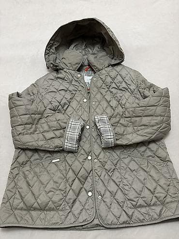 Женская обувь: Стеганая куртка с капюшоном - Цвет: серо-оливковый - Утеплённая — 1