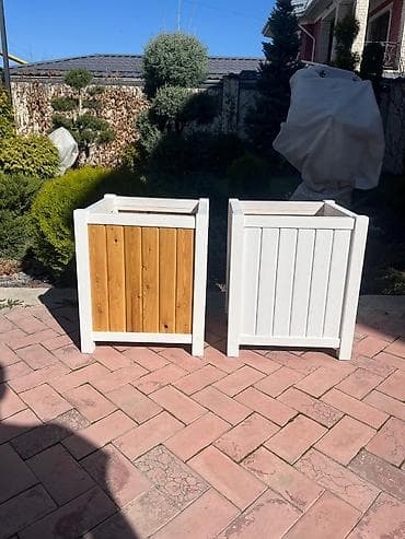 дерево сосна: Уличный кашпо-ящик для растений - Материал: деревянный прочный ручная — 5