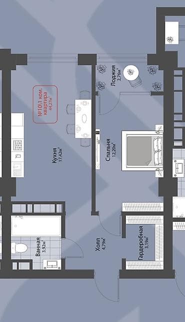 Новостройки от застройщика: Строится, Элитка, 1 комната, 44 м² — 2