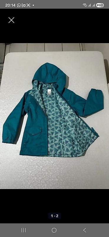 1.Фото Двухсторонняя куртка весна-осень бирюзового цвета для