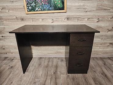 столл: Офисный стол, Б/у, Нерегулируемый, цвет - Коричневый, Прямоугольный, ЛДСП, Самовывоз — 1