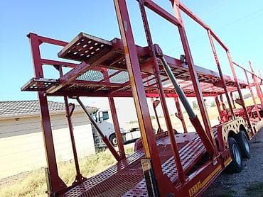 Автовоз-прицеп двухъярусный, красный. - Конструкция: открытая