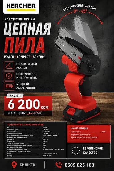 35: Аккумуляторная цепная пила Karcher (модель CCS15) Ключевые — 1