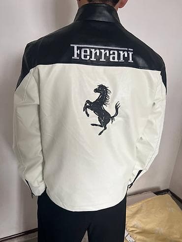 курткы: Куртка в стиле гонок Ferrari - Дизайн: двухцветная расцветка (красный — 6