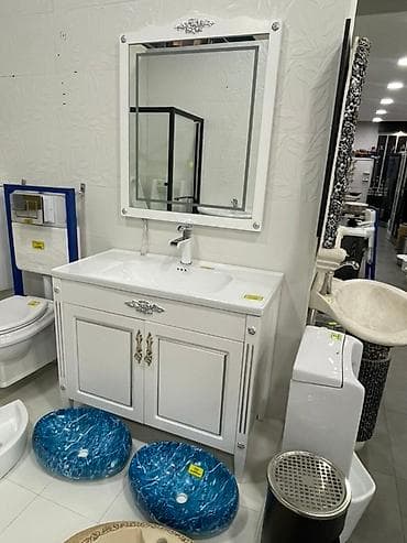 мебельные фурнитуры: Тумба для ванны, С раковиной, цвет - Белый — 1