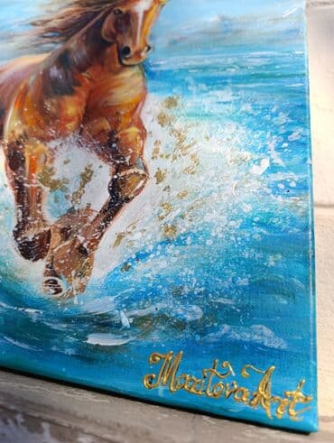 спортивные костюмы для девочек: Картины Картина Лошадь Картина "Лошадь на Иссык-Куле", холст,лен — 4