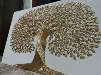 красивые картины: Рельефная картина «Дерево изобилия» с золотистым объемным рисунком — 3