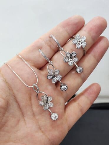 свадебные наборы ручной: Серебро 925 пробы Серебряный Комплект + цепочка Размеры имеются — 2