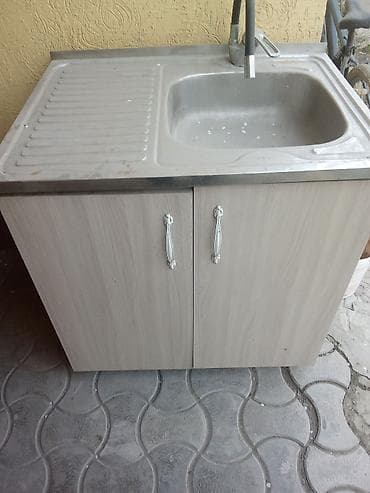 Тумба для кухни, С мойкой, Напольная, ДСП, цвет - Серый