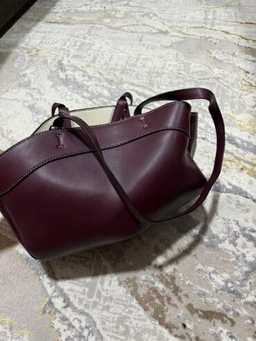 у настоящей женщины должна быть сумка из италии: Сумка-тоут бордового цвета - Материал: гладкая экокожа с контрастной — 4