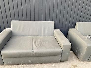 Офисный диван, Б/у, цвет - Серый, Экокожа — 2