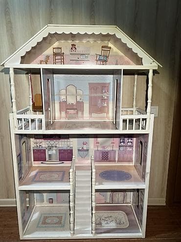 каркасный басейн: Большой кукольный дом с верандой и крышей - Материал: дерево/МДФ — 1