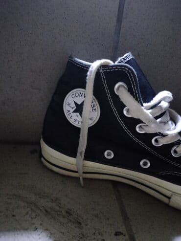 брендовая мужская одежда бишкек: Высокие кеды Converse Chuck Taylor All Star. - Цвет: чёрный с белыми — 2