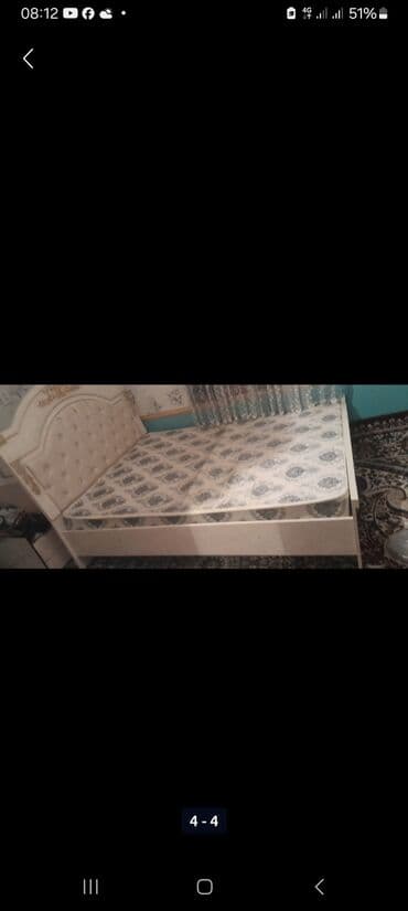 купить двуспальную кровать с матрасом бу: Двуспальная кровать, Б/у, С матрасом, длина - 220 см — 4