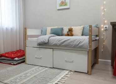Детская односпальная кровать, Новый, Для девочки, Для мальчика, С матрасом, Дерево, Самовывоз