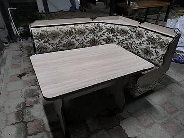 small table: Кухонный мягкий уголок, Б/у, ЛДСП, цвет - Бежевый — 2