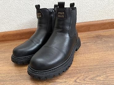 Детская обувь: Черные утепленные ботинки для детей/подростков - Материал верха — 1