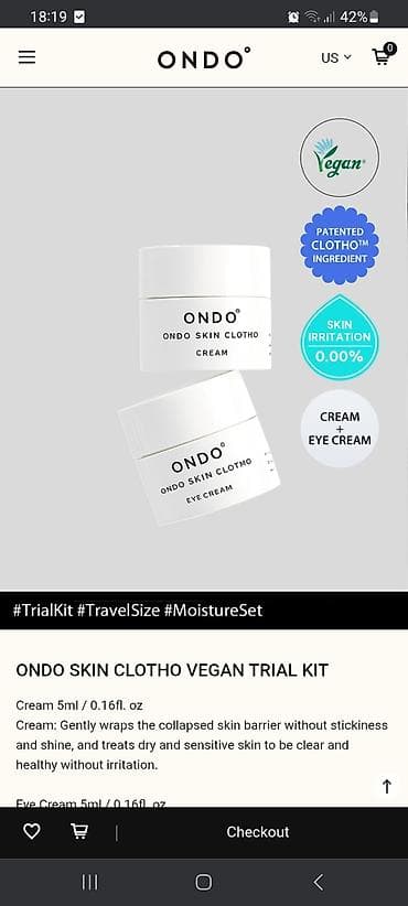 ONDO Skin Clotho Vegan Trial Kit — мини-набор для увлажнения и ухода
