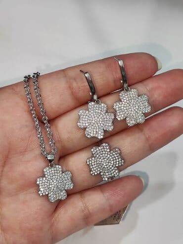 эксклюзивные свадебные пригласительные: Серебряный Набор+ Цепочка 925 пробы Дизайн под Клевер Размеры — 3