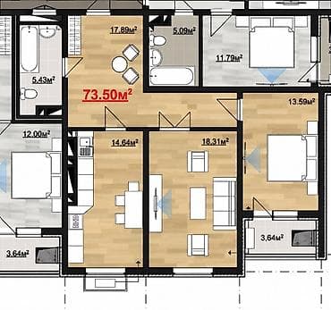 баткенский: 2 комнаты, 73 м², Элитка, 6 этаж, Евроремонт — 1