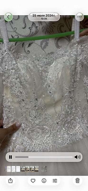 Свадебное платье, M, С корсетом, Фатин, Пышное, Китай, Пайетки, Б/у — 2