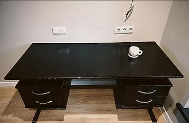двухъярусная кровать и письменный стол: Офисный стол, Б/у, Нерегулируемый, цвет - Черный, Прямоугольный, Самовывоз, Платная доставка — 3