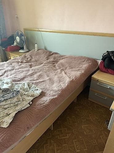 Спальный гарнитур, Двуспальная кровать, ДСП, цвет - Серый