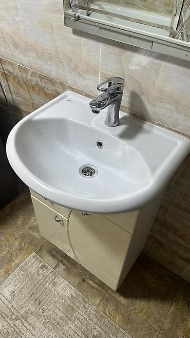 тумбы с раковинами для ванной: Тумба для ванны, С раковиной, Другой материал, цвет - Бежевый — 1