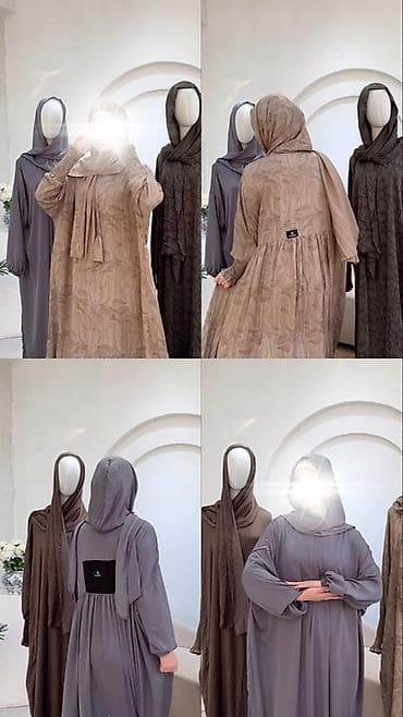 daniel klein: Абая с шарфом/накидкой - Свободный силуэт с мягкой драпировкой, длина — 1