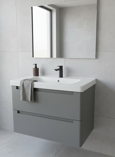 шкафы для ванной комнаты: Тумба для ванны, С раковиной, цвет - Серый — 1