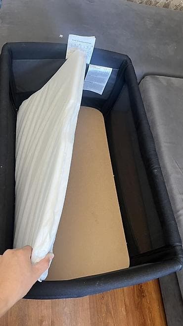 автолюлька ош: Детская приставная кроватка, Б/у, С колесиками, цвет - Черный — 6