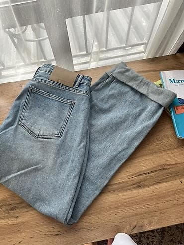 Джинсы: Джинсы из светло-голубого денима - Прямой крой, средняя посадка - — 2