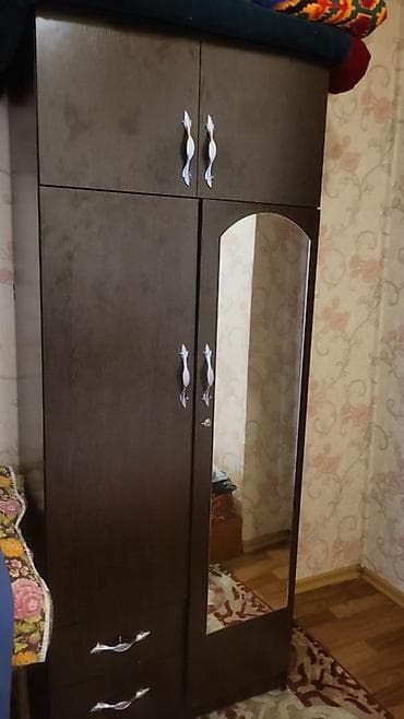 Шкаф-купе/распашной для одежды, темный венге (ЛДСП). Компактный и