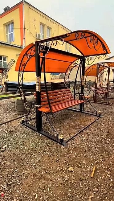 кресло стол: Садовые качели Металл, Со спинкой, С крышей — 3