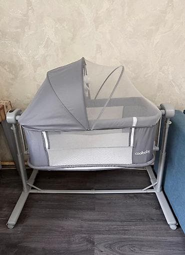 cool baby: Детская приставная кроватка, С колесиками, цвет - Серый — 1