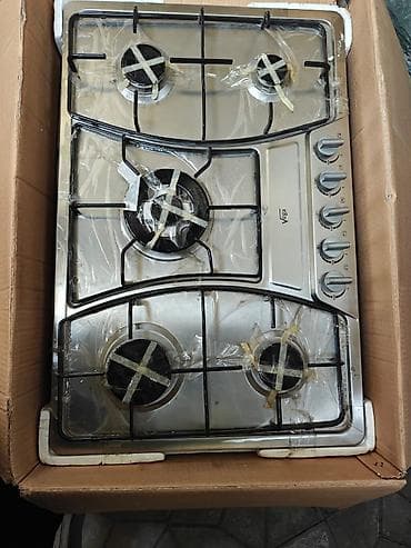 Встраиваемая газовая варочная панель на 5 конфорок из нержавеющей