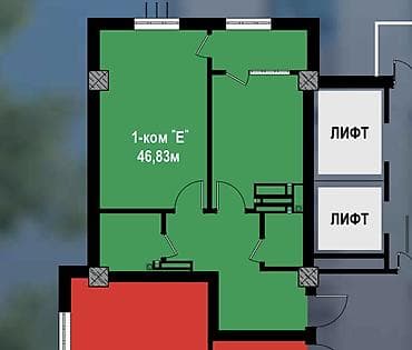 квартира в ахунбаева: 2 комнаты, 69 м² — 2