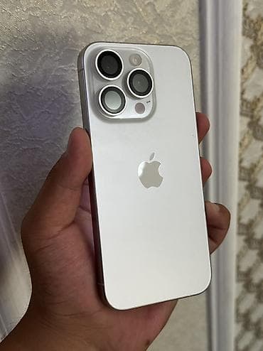 7 iphone: IPhone 15 Pro, Б/у, 128 ГБ, White Titanium, Чехол, 97 % — 1
