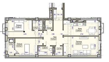 central park: 3 комнаты, 103 м², Элитка, 7 этаж, Готовая ПСО (под самоотделку) — 3