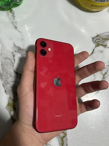 IPhone 11, Б/у, 128 ГБ, Красный, Защитное стекло, Чехол, 72 %