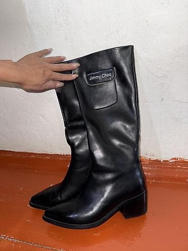 Сапоги: Сапоги, 35, 36, Jimmy Choo, Б/у, цвет - Черный, Самовывоз — 1