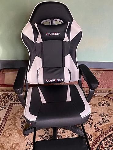 спинка для офисного кресла: Игровое кресло, Новый, С колесиками, цвет - Черный, Экокожа — 2