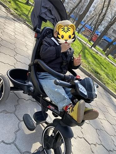 3х колесный: Детский трёхколёсный велосипед-коляска Skillmax (чёрный/серый) - — 1