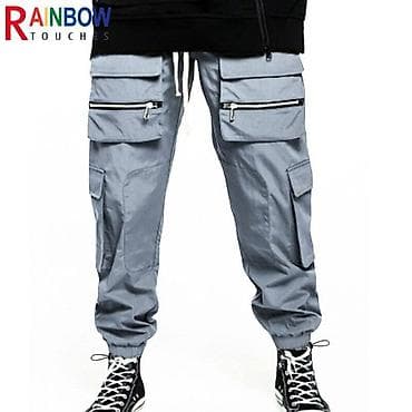 Брюки-карго мужские с большими карманами, повседневные штаны на