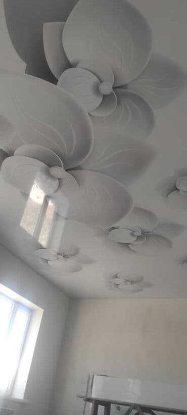 натожный потолок: Керме шыптар Жылтырак, Жылтырабаган, 3D потолоктор Кепилдиги, Акысыз консультация, Акысыз ченөө — 10