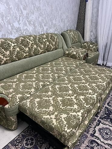 угль: Комплект мягкой мебели, Б/у, цвет - Зеленый — 7