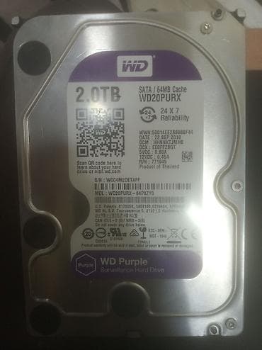 Стол компьютерлери жана комлектөөчүлөр: Жесткий диск WD Purple Surveillance Hard Drive 2 ТБ (модель WD20PURX) — 1