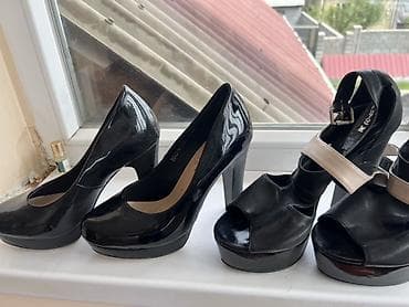 черные каблуки: Женские туфли и босоножки на высоком каблуке (2 пары) 1) Лодочки: - — 2