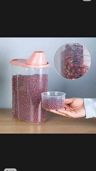 мерные: Прозрачный пластиковый контейнер для хранения сыпучих продуктов — 6